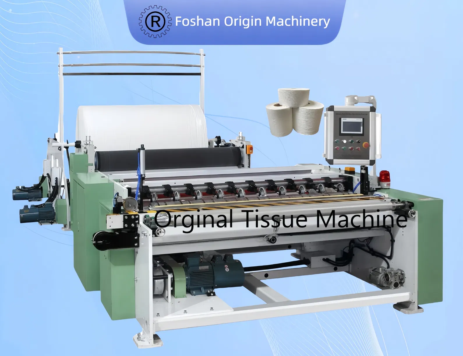 Máquina de Rebobinagem de Rolo Maxi / Rolo de Papel Higiênico 200-300 Metros / Velocidade Min 0