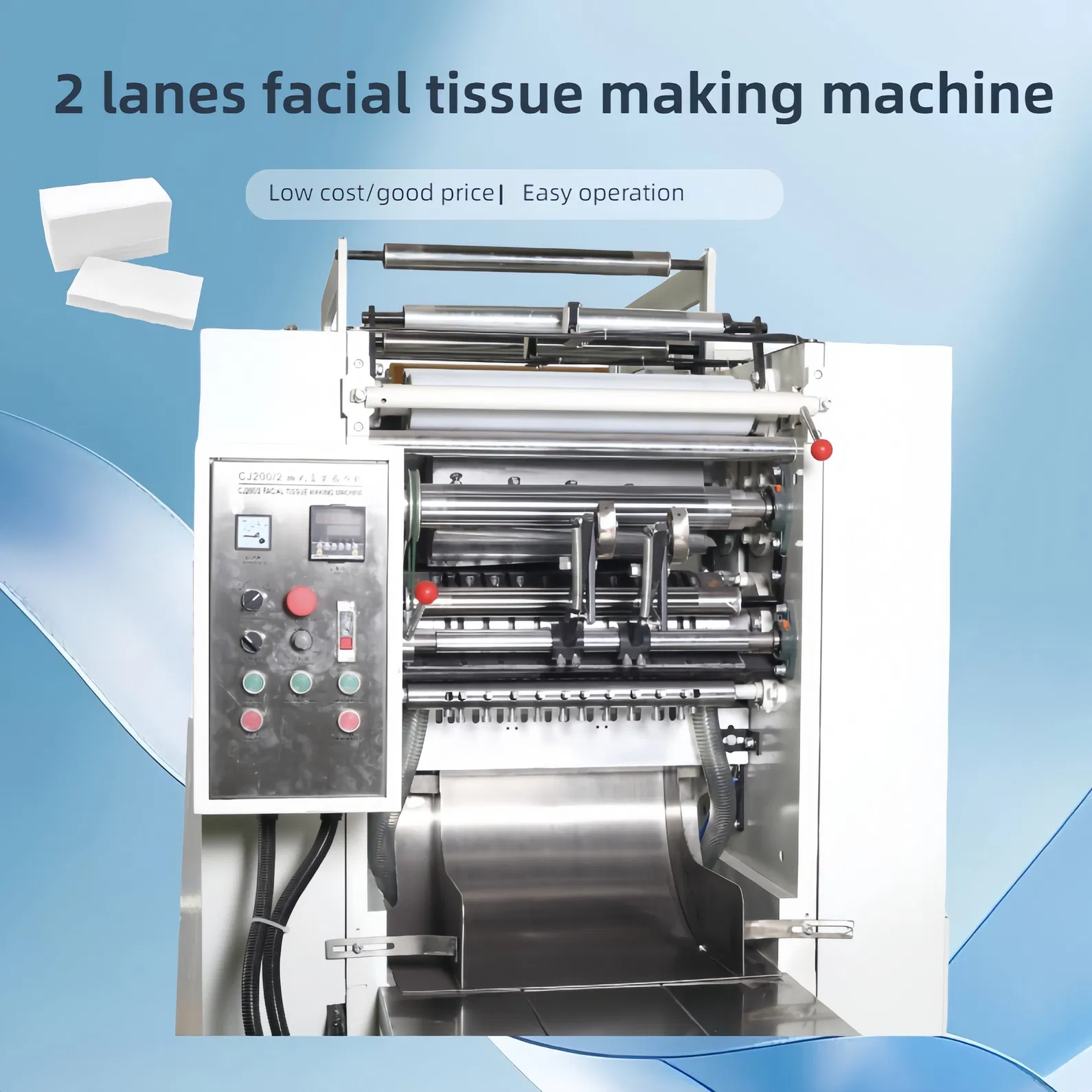 Linha de produção de papel de tecido facial de matéria-prima de celulose de madeira com dispositivo de reboque de aço para aço e máquina de embrulho 2
